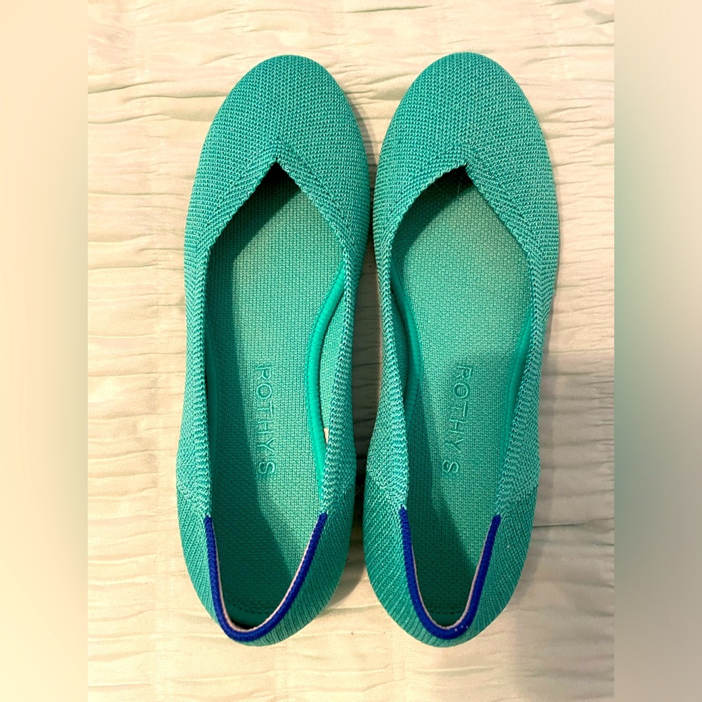 Rothy’s Round Toe Sparkle Green Flats